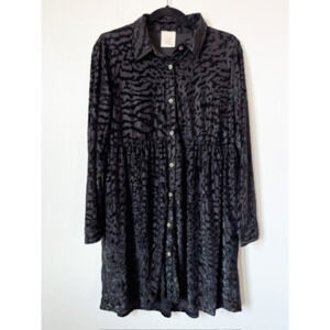 Artistic Works by Lu Babydoll Tunic Top Velvet Burnout Button Front Women Medium
